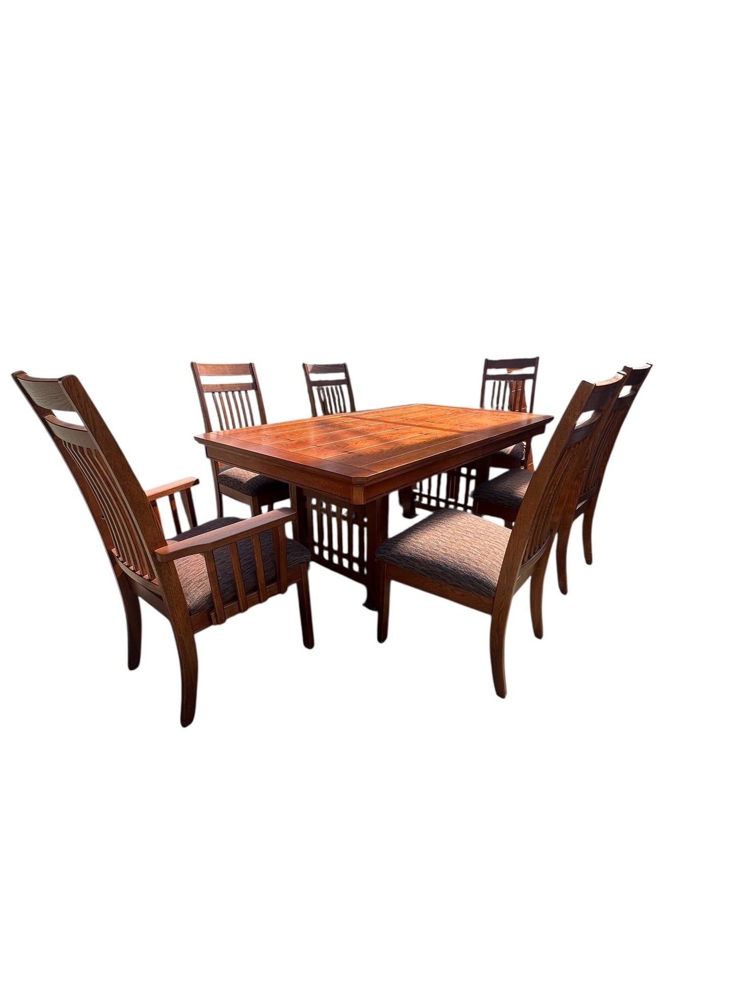 Contemporary Mission Style Dining Table and Chairs - Pre-owned
