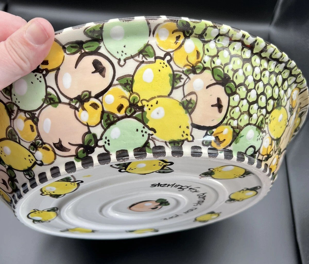 Sterling for Barneys Ceramic Black & White Fruit Serving Bowl – 14.5”