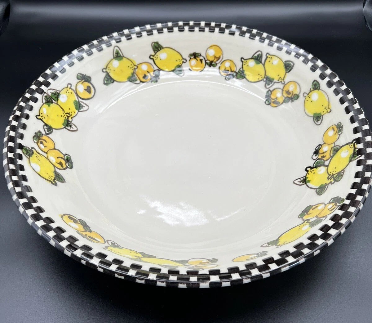 Sterling for Barneys Ceramic Black & White Fruit Serving Bowl – 14.5”