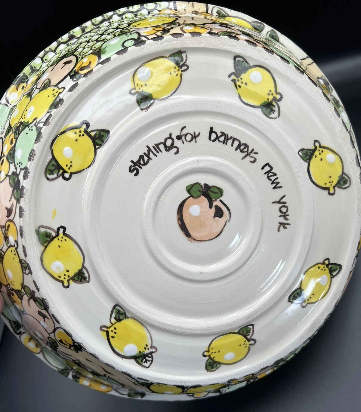 Sterling for Barneys Ceramic Black & White Fruit Serving Bowl – 14.5”