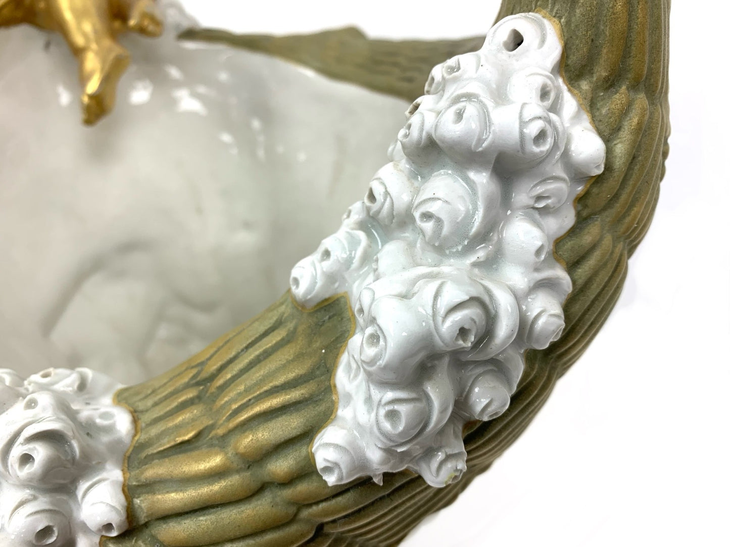 Imperial Amphora Turn Porcelain Cherub Basket With Cascading Rosettes, Circa 1890–1900