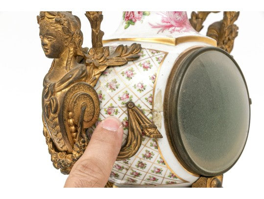 Antique French Louis XVI Sèvres-Style Porcelain & Gilt Bronze Mantel Clock — Signed Theodore B. Starr, New York, c. 1880–1900