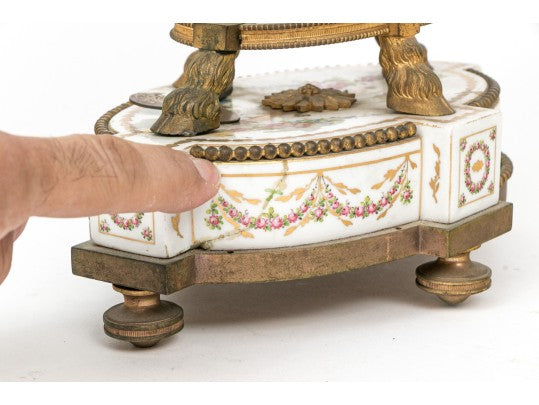 Antique French Louis XVI Sèvres-Style Porcelain & Gilt Bronze Mantel Clock — Signed Theodore B. Starr, New York, c. 1880–1900