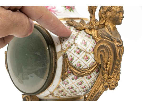 Antique French Louis XVI Sèvres-Style Porcelain & Gilt Bronze Mantel Clock — Signed Theodore B. Starr, New York, c. 1880–1900