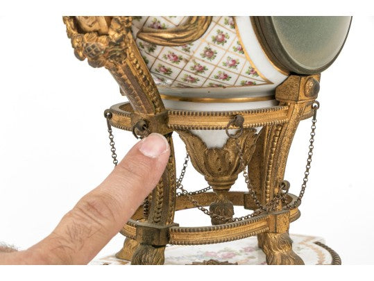 Antique French Louis XVI Sèvres-Style Porcelain & Gilt Bronze Mantel Clock — Signed Theodore B. Starr, New York, c. 1880–1900