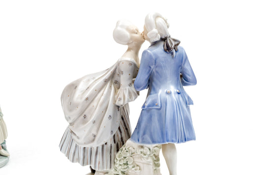 Royal Copenhagen Porcelain Kissing Couple Figurine | Model #2046 | 18th Century Gallant Series | Denmark