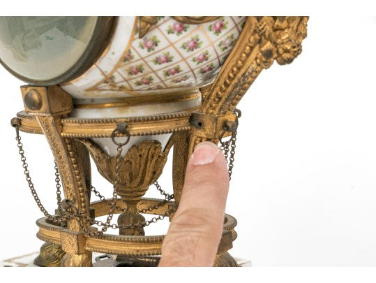 Antique French Louis XVI Sèvres-Style Porcelain & Gilt Bronze Mantel Clock — Signed Theodore B. Starr, New York, c. 1880–1900