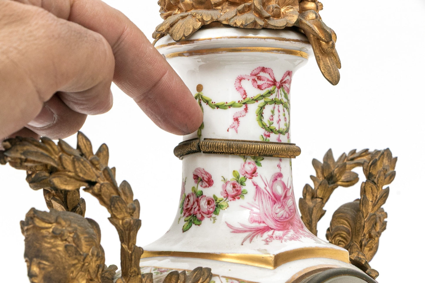 Antique French Louis XVI Sèvres-Style Porcelain & Gilt Bronze Mantel Clock — Signed Theodore B. Starr, New York, c. 1880–1900