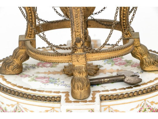 Antique French Louis XVI Sèvres-Style Porcelain & Gilt Bronze Mantel Clock — Signed Theodore B. Starr, New York, c. 1880–1900