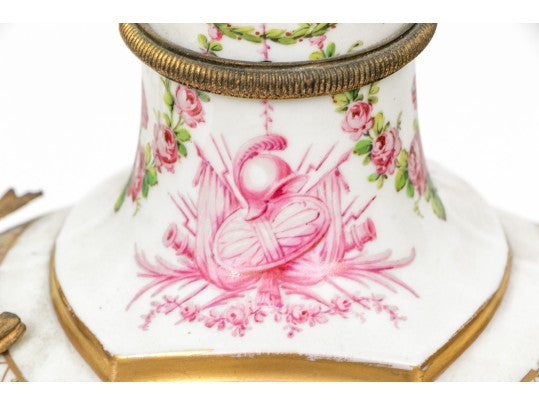 Antique French Louis XVI Sèvres-Style Porcelain & Gilt Bronze Mantel Clock — Signed Theodore B. Starr, New York, c. 1880–1900