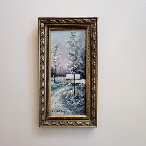 Joseph Collazzi (Italian, 1914–1989) | Signed Winter Landscape | Oil on Board | Gilt Frame