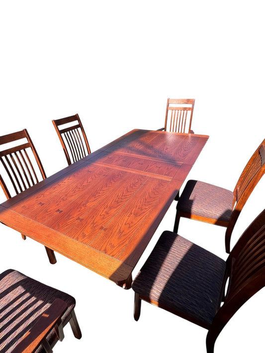 Contemporary Mission Style Dining Table and Chairs - Pre-owned