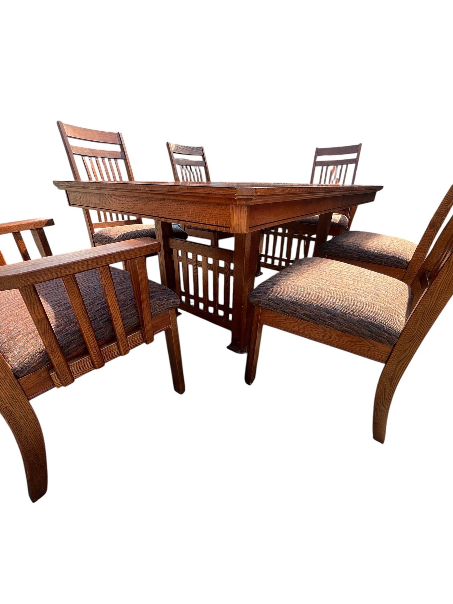 Contemporary Mission Style Dining Table and Chairs - Pre-owned
