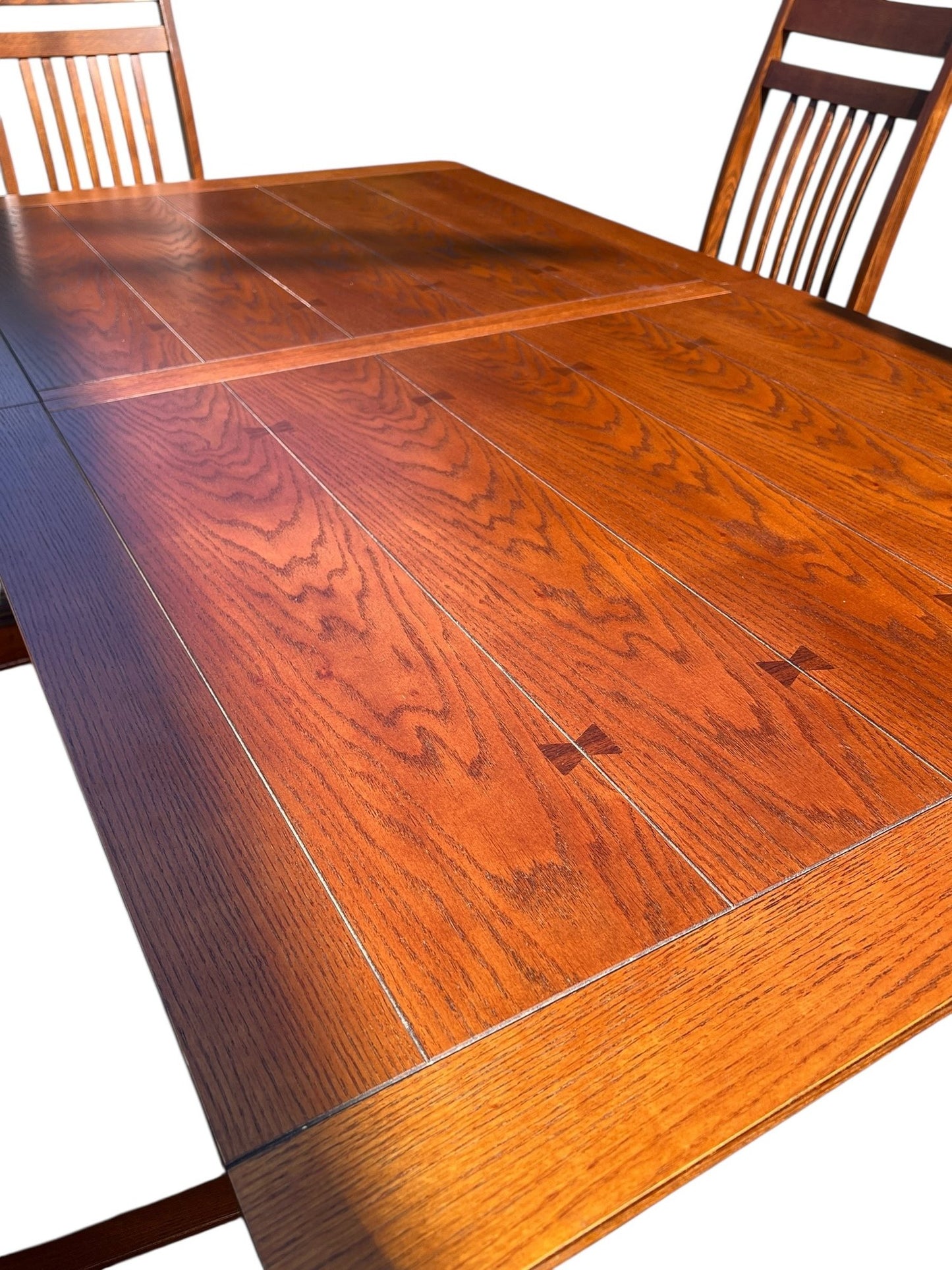 Contemporary Mission Style Dining Table and Chairs - Pre-owned
