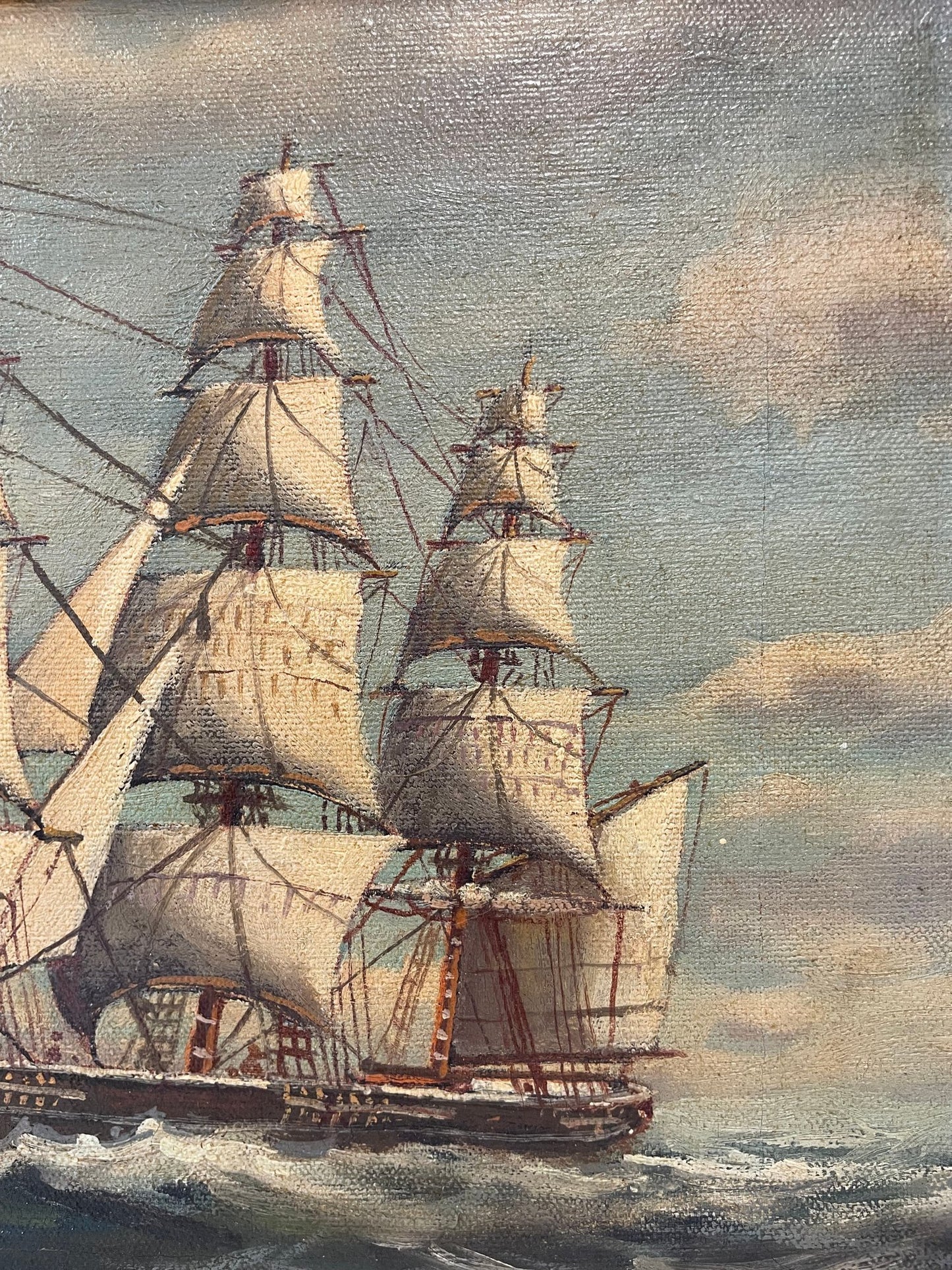 William Frederick Paskell (1866–1951) — Three-Masted Tall Ship at Sea | Signed Oil on Canvas