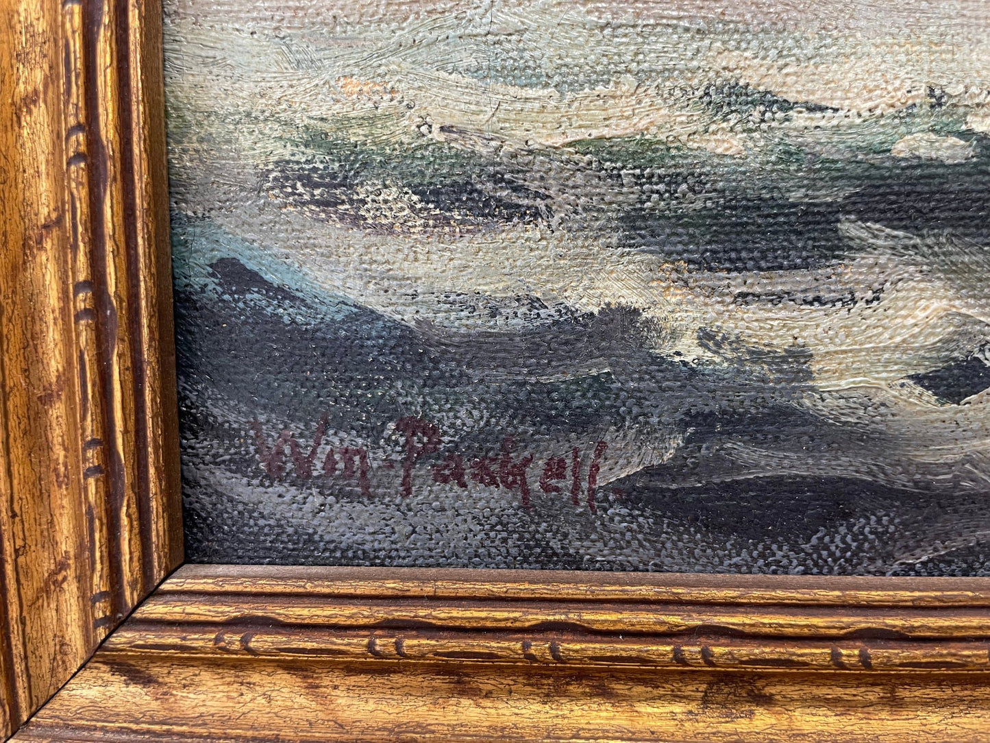 Vintage WILLIAM PASKELL Oil On Canvas Framed SHIP Painting - Pre-Owned