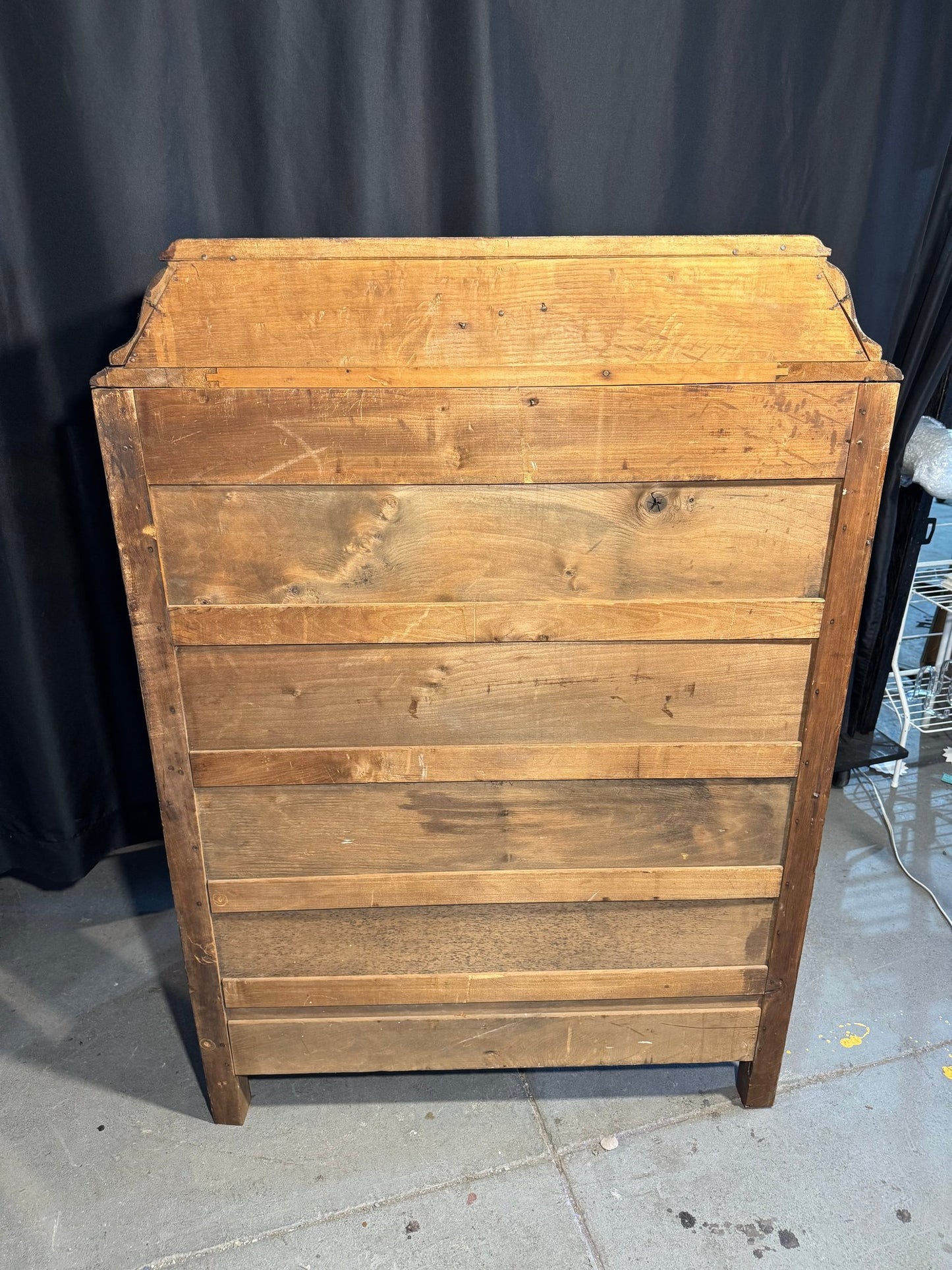 Art Deco Waterfall Style Inlaid Chest of Drawers – 1930s–1940s, 48″ Tall