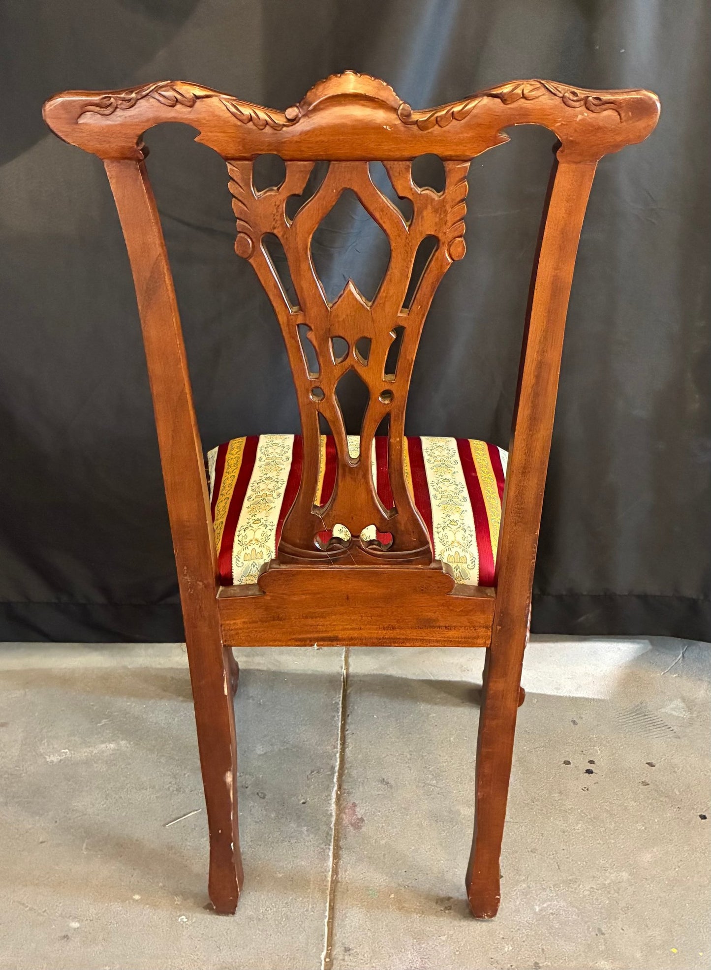 1950s Chippendale Revival Mahogany Hand-Carved Side Chair with Ball-and-Claw Feet