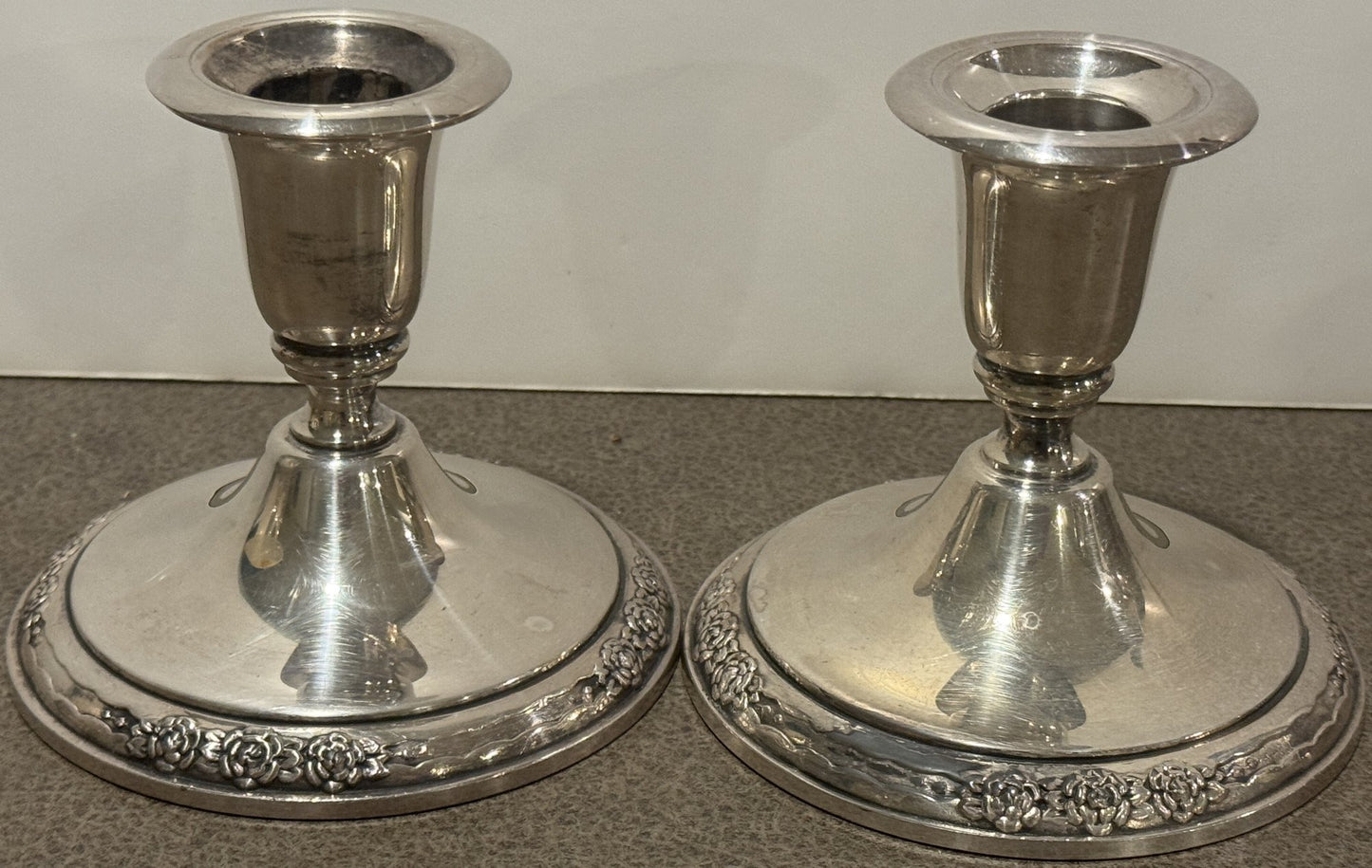 Vintage Camille Silverplate Tea/Coffee Items With Tray & Candle Sticks Holders