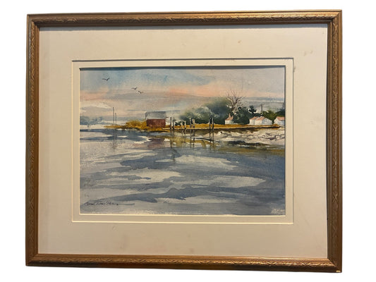 Signed Susan Tilton Pecora Watercolor Waterscape – Framed Original Painting