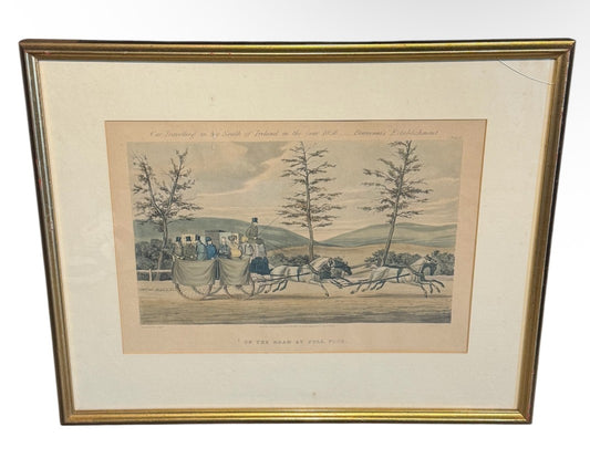 19th Century Hand-Colored Lithograph – “On the Road at Full Pace” (1836, Ackermann & Co.)
