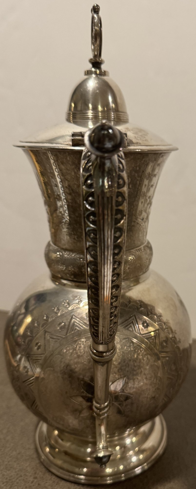 Vintage 1946 Rogers Smith Silver-Plated Tea Kettle Pot – Engraved Floral & Bird Design