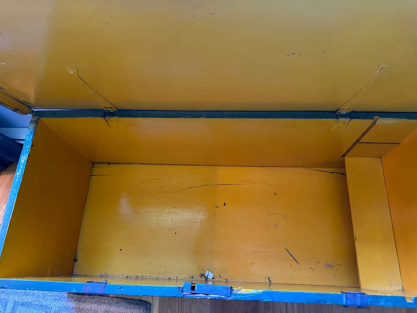 Antique Hand-Painted Green Storage Chest with Floral Motifs – Central/Eastern Europe, 43” Wide