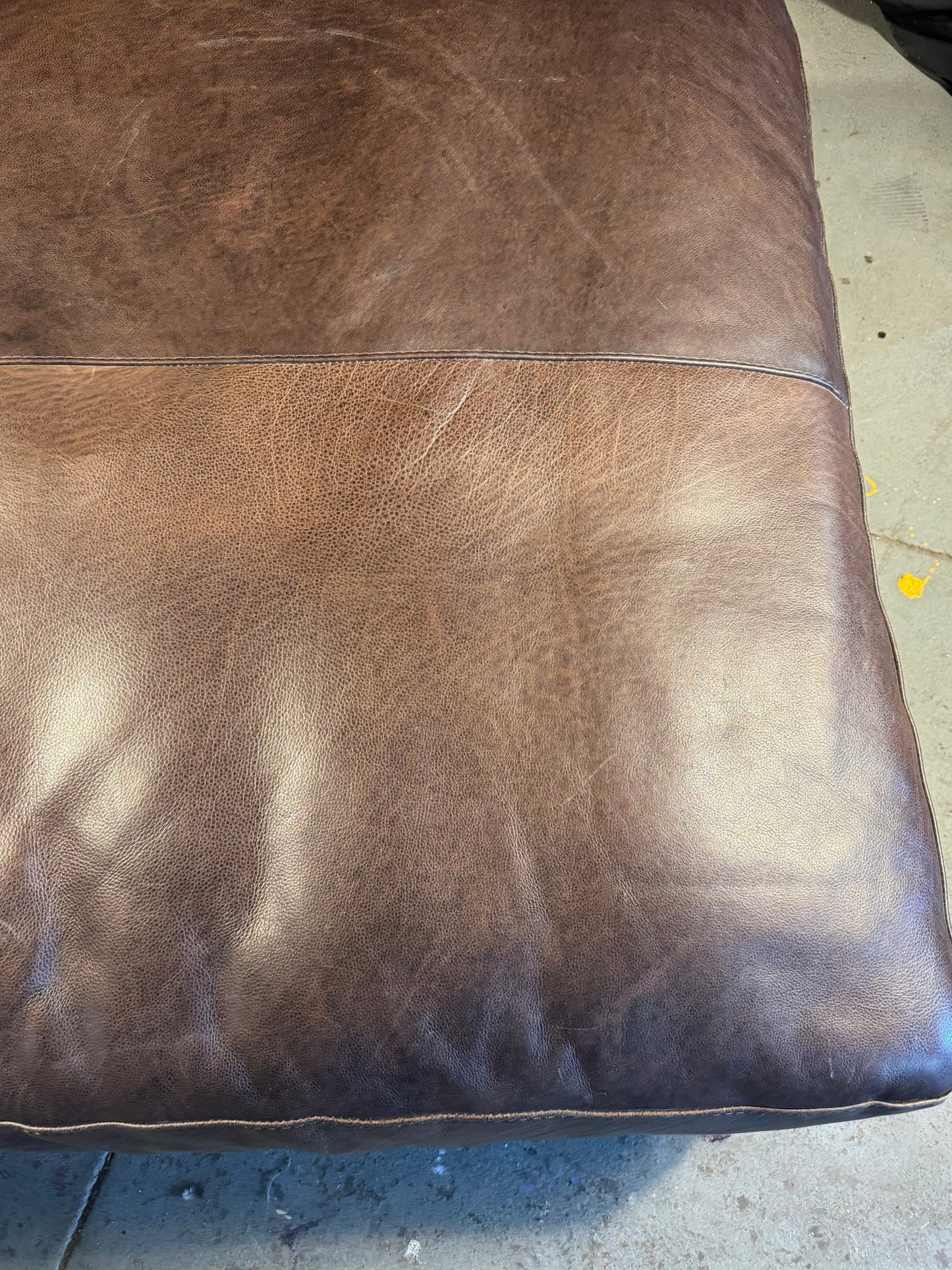 Oversized Brown Leather Ottoman – 44″ × 44″