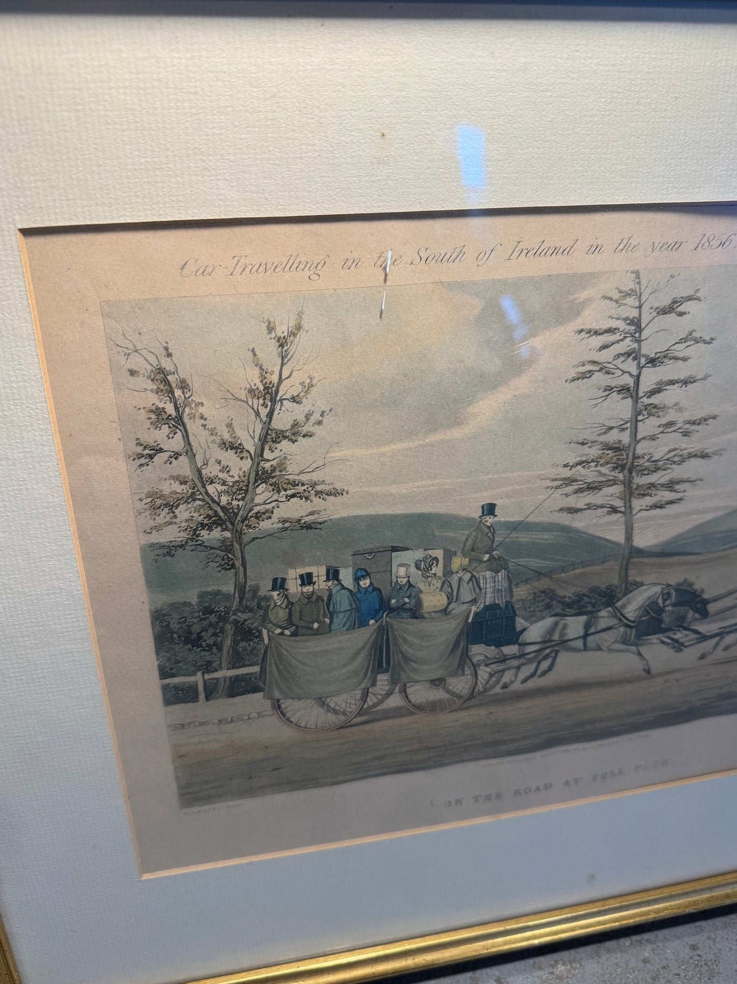 19th Century Hand-Colored Lithograph – “On the Road at Full Pace” (1836, Ackermann & Co.)