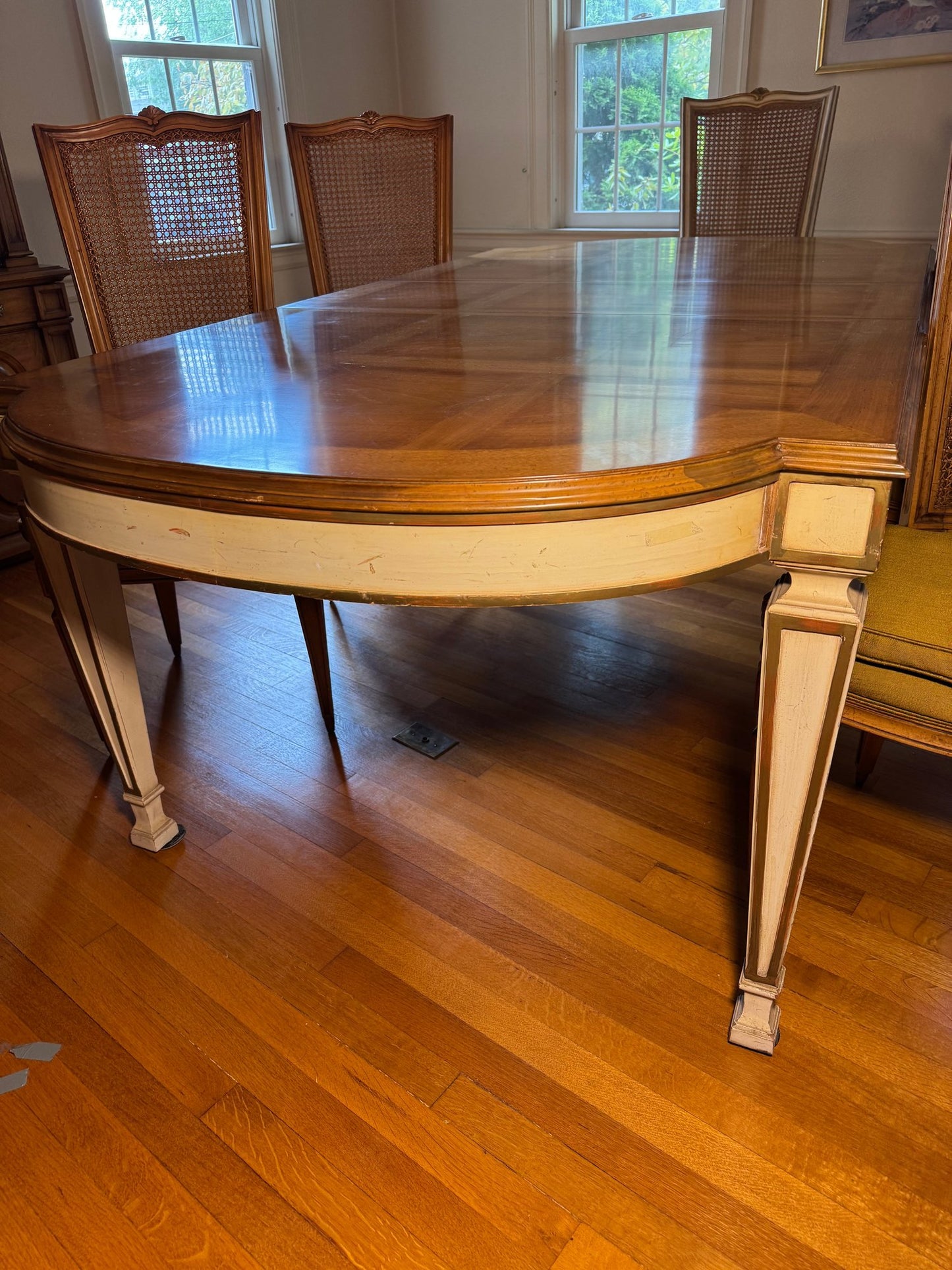 Karges Furniture Co Italian Provincial Dining Table & Six Cane Back Dining Chairs