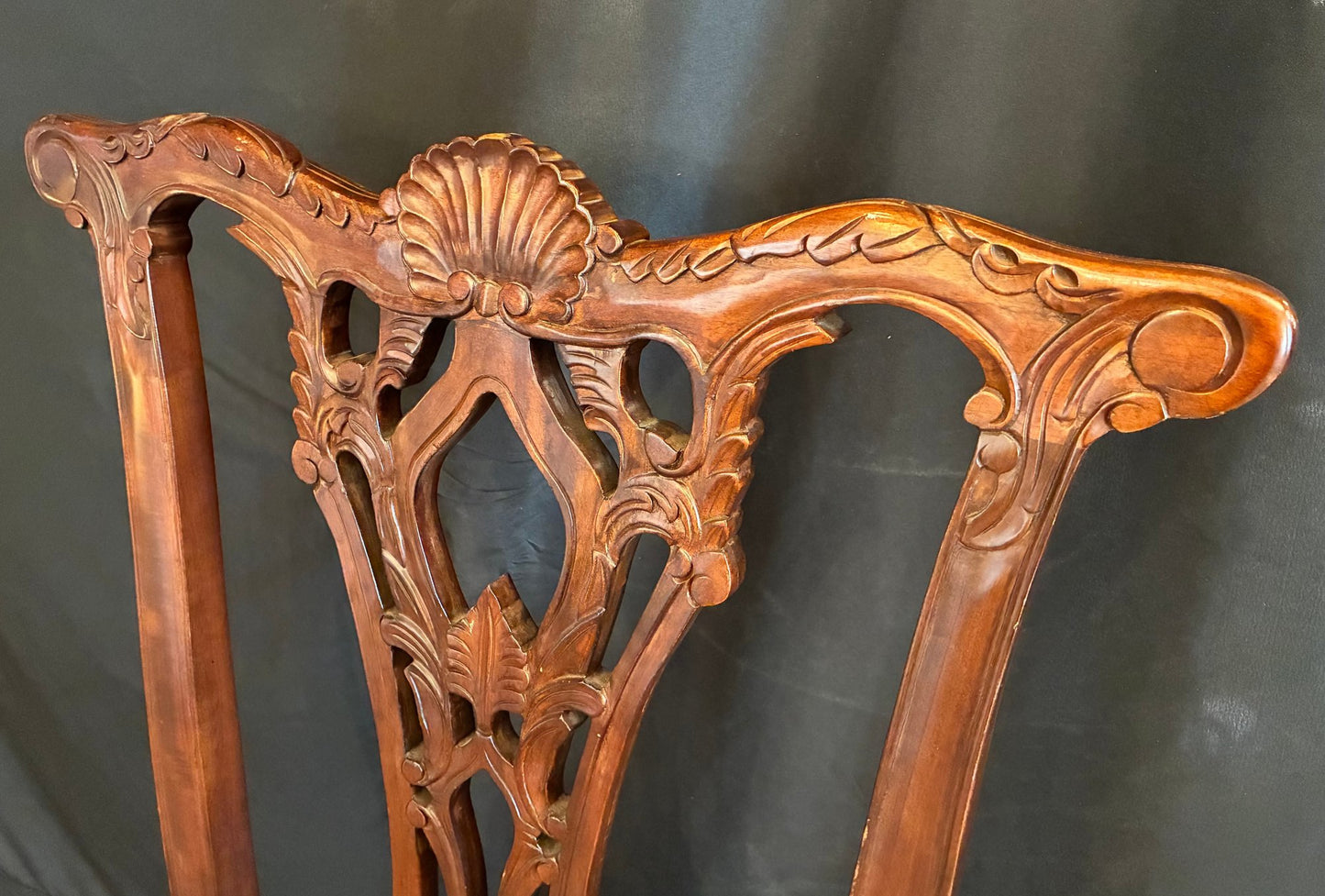 1950s Chippendale Revival Mahogany Hand-Carved Side Chair with Ball-and-Claw Feet