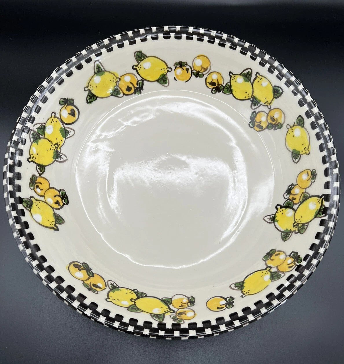 Sterling for Barneys Ceramic Black & White Fruit Serving Bowl – 14.5”