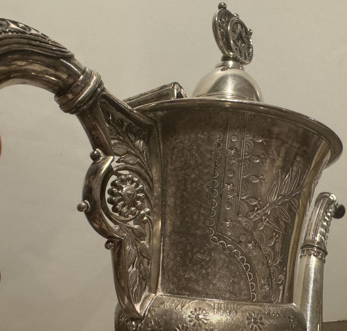 Vintage 1946 Rogers Smith Silver-Plated Tea Kettle Pot – Engraved Floral & Bird Design