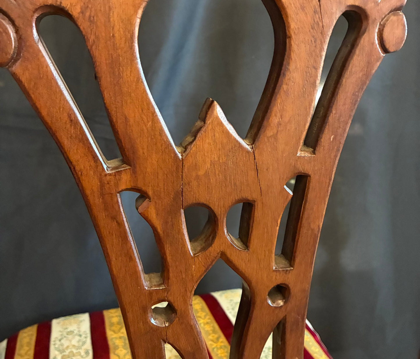 1950s Chippendale Revival Mahogany Hand-Carved Side Chair with Ball-and-Claw Feet